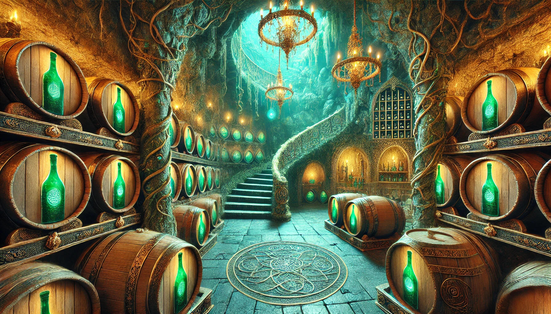 Kellerraeume und Fasslager des Weinguts Lerchengrund